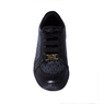 Кеды (26-30)-c серыми буквами, на шнурке золотистый аксессуар чёрный кожа 425-01