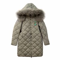 Пальто (116-140)-стёганное, с мехом, блестящая кошечка на груди мята биопух 91801