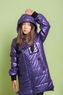 Куртка (130-170)-капюшон со шнурком, на плече и на кармане буквы, украшенные бисером и стразами фиолетовый биопух 2082
