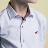 Рубашка (6-14)-д/р,внутри отделка бордовой тканью,  бордовая точечка,лошадка белый хлопок 1088-3
