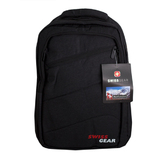 Рюкзак (ортопедический) -на кармане- молния по диагонали ,с  зарядкой, красно-белая надпись чёрный 9391