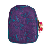 Рюкзак (ортопедический)- Сова на кармане ,обьёмные цветочки ,и  брелок -куколка фиолетовый 6-108