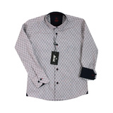 Рубашка (6-14)-д/р,ромбик с квадратиком баклажан хлопок 1 1085-2