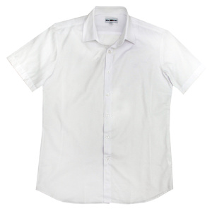 Школьная форма Рубашка (6-15)-к/р,гладкая с эмблемой белый хлопок 1020