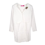 Пальто (15-23)-стриженное,на потайных кнопках,2-кармана, брошка-цветочек молочный 287108