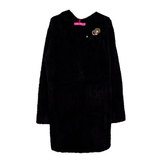 Пальто (15-23)-стриженное,на потайных кнопках,2-кармана, брошка-цветочек чёрный 287108