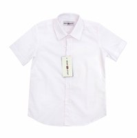 Школьная форма Рубашка (6-15)-к/р, гладкая , с эмблемой белый хлопок 1020