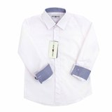 Школьная форма Рубашка (7-16)-д/р, гладкая , вннутренняя отделка синяя клеточка белый хлопок 8000