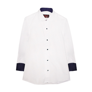 Рубашка (6-14)-д/р, на синих  кнопках, в мелкую крапинку, нарядная белый 1 1110-1