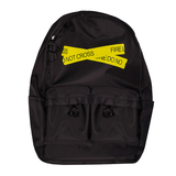 Рюкзак (большой)-с принтом оградительной ленты, передние карманы на молнии черный с желтым F001