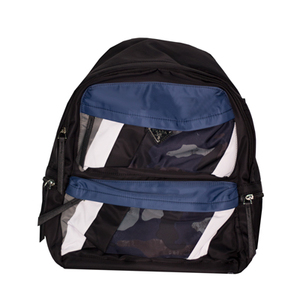 Рюкзак (ортопедический)- с жёстким с отливом карманом, серая вставка и 2-серые стрелки, серый кант синий Х672