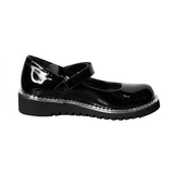 Туфли (28-30)-лакированные, на липучке, с серебристой окантовкой на подошве черный лаккожа 610-13-01