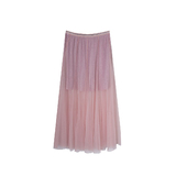 Юбка (длинная)-на резинке,короткая юбка с люриксом.верхняя длинная сетка розовый сетка 3093