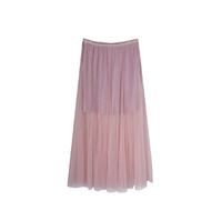 Юбка (длинная)-на резинке,короткая юбка с люриксом.верхняя длинная сетка розовый сетка 3093